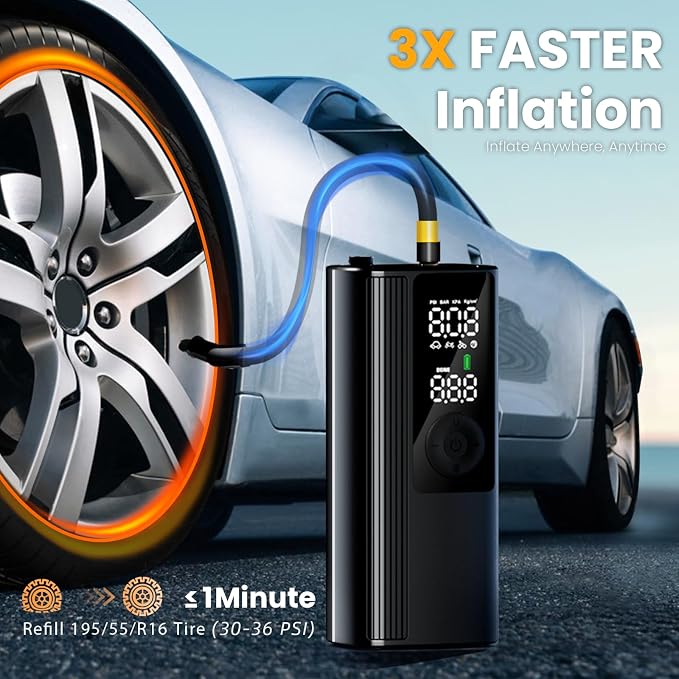 Tire Inflator Portable Air Compressor, Cordless Air Pump - Image 2