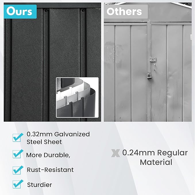 Domi 12'x25' Metal Garage Shed, Heavy Duty Outdoor Steel Carport - Image 7