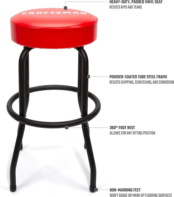 Craftsman Fixed Height Work Shop Stool, 28.5-inches Tall, Rip-Resistant Padded - Image 2