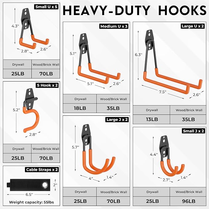 BONTEC Heavy Duty Garage Hooks, Anti-Slip Coated Black Steel - Image 2