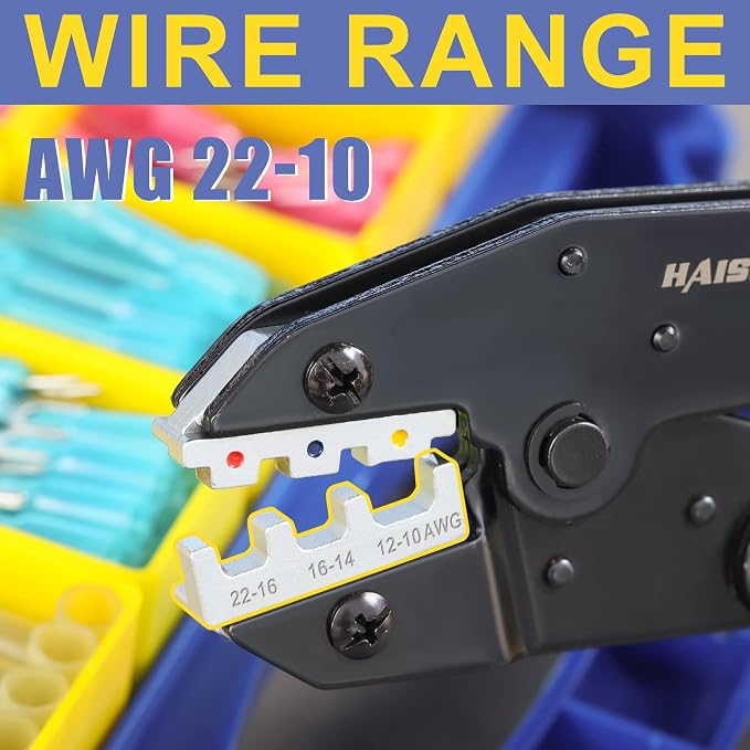 haisstronica Crimping Tool For Heat Shrink Connectors-AWG 22-10 Ratchet Wire - Image 4