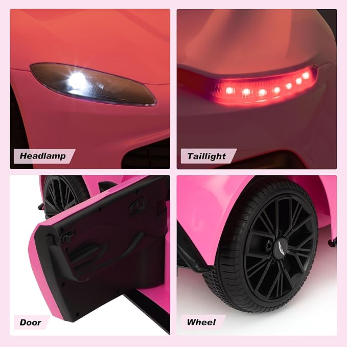 Ride on Car with Remote Control, 12V Licensed Aston Martin Electric Car - Image 5
