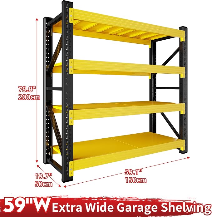 5000LBS Garage Shelving 59" W Garage Shelving Heavy Duty 4-Tier Metal Storage - Image 3