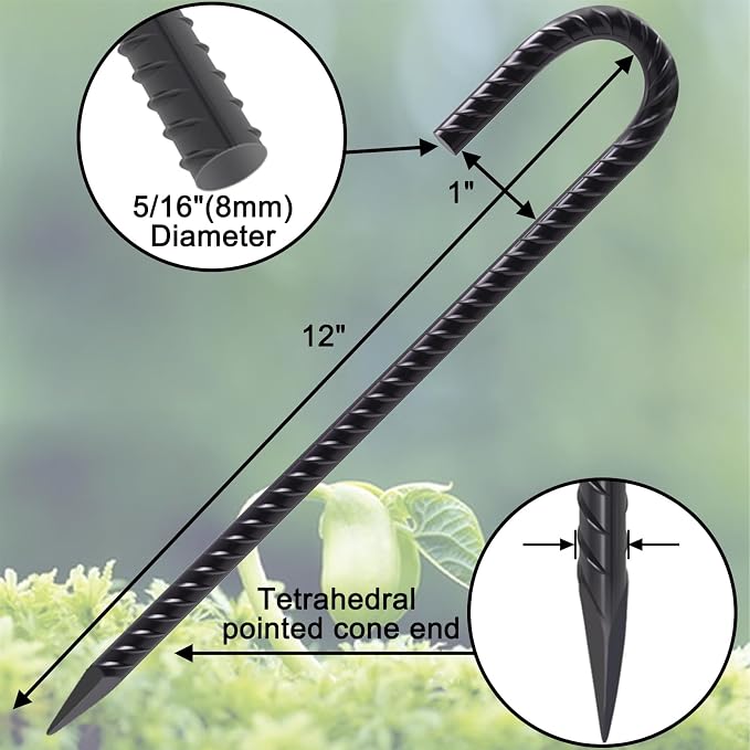 VVOKGO Rebar Stakes 12 Inches J Hook Heavy Duty Chain Link Fence Stakes - Image 2