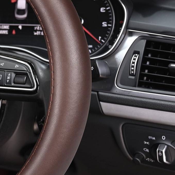 Haokay Heavy Duty Pure Cowhide Steering Wheel Cover, Genuine Leather Steering - Image 3
