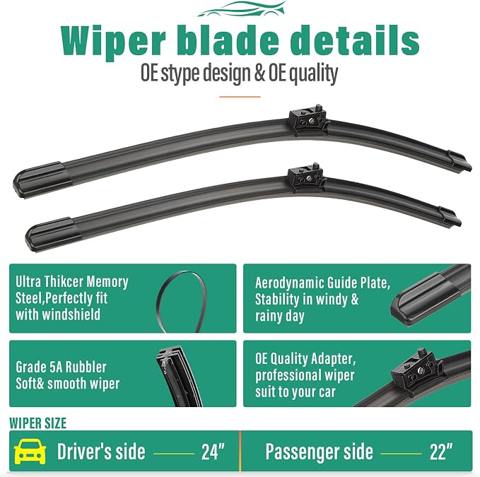 24" 22" 12" Windshield Wiper Blades Replacement - Image 3