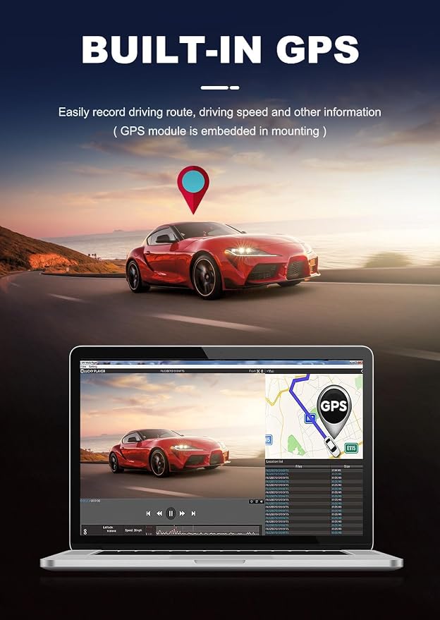 JOMISE Dash Cam Front and Rear 4K+1080P, Starvis Sensor, Built-in GPS, Night - Image 3