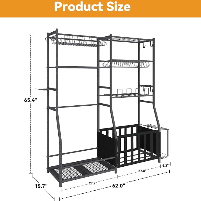 HOMREST Sports Equipment Storage, 2 Golf Bag Storage Stand, Ball Holder - Image 3