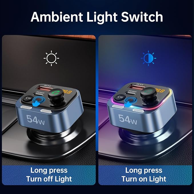 Syncwire Bluetooth 5.4 FM Transmitter Car Adapter 54W Wireless Radio Receiver - Image 5