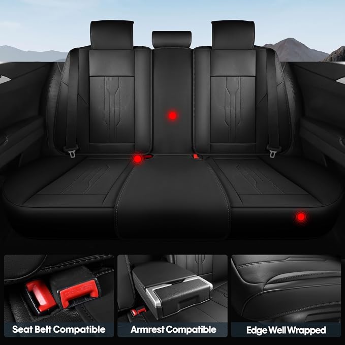 AOOG Car Seat Covers Full Set, Leather Seat Covers - Image 3