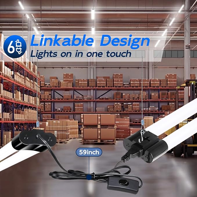 hykolity 6 Pack 4FT Linkable LED Shop Light, Utility Shop Light Fixture - Image 4