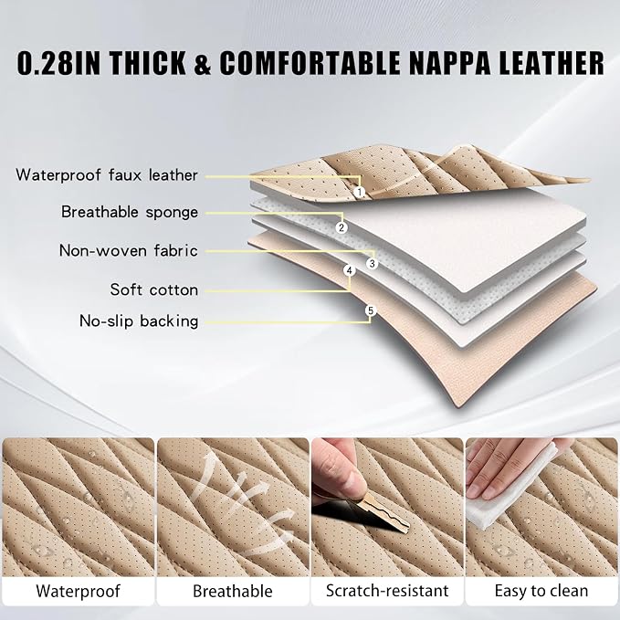 WELLDO Car Seat Covers Front Seats, Leather Seat Covers - Image 4