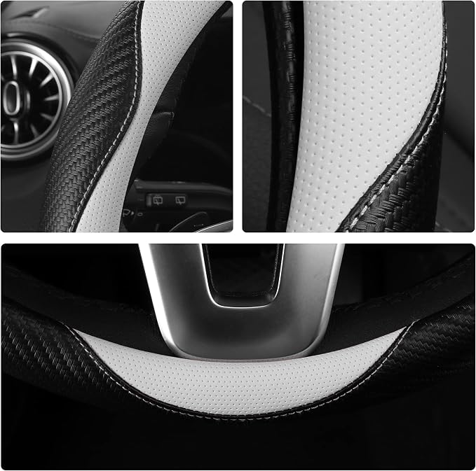 Car Steering Wheel Covers for Women Padded Carbon Fiber PU Leather Cute Auto - Image 6