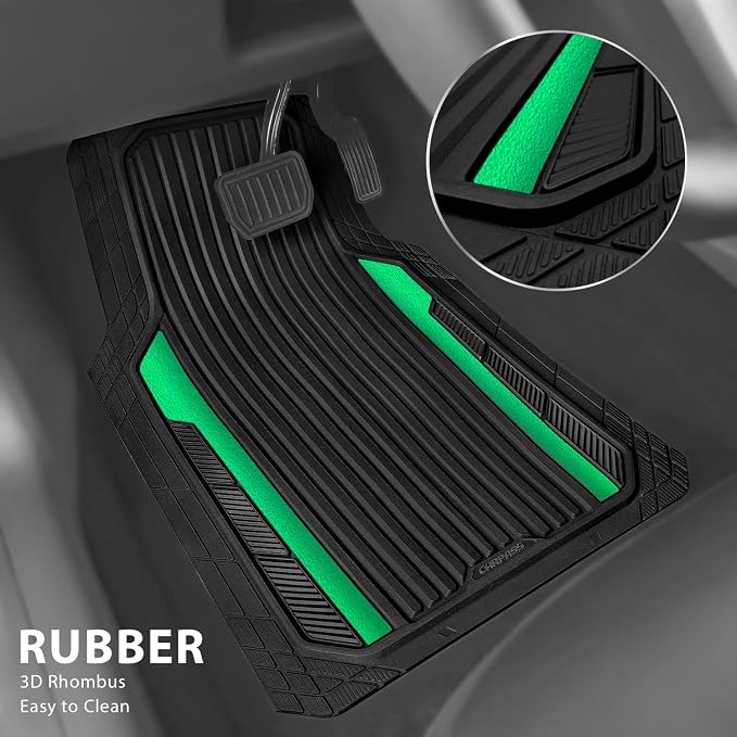 CAR PASS Heavy Duty Rubber Car Mats Metallic, Aluminum Film All Weather Floor - Image 2