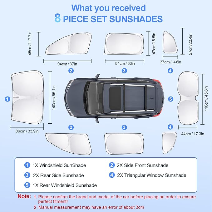 8pcs Car Window Shades for Subaru Ascent 2019-2024 2025 Accessories, Windshield - Image 7