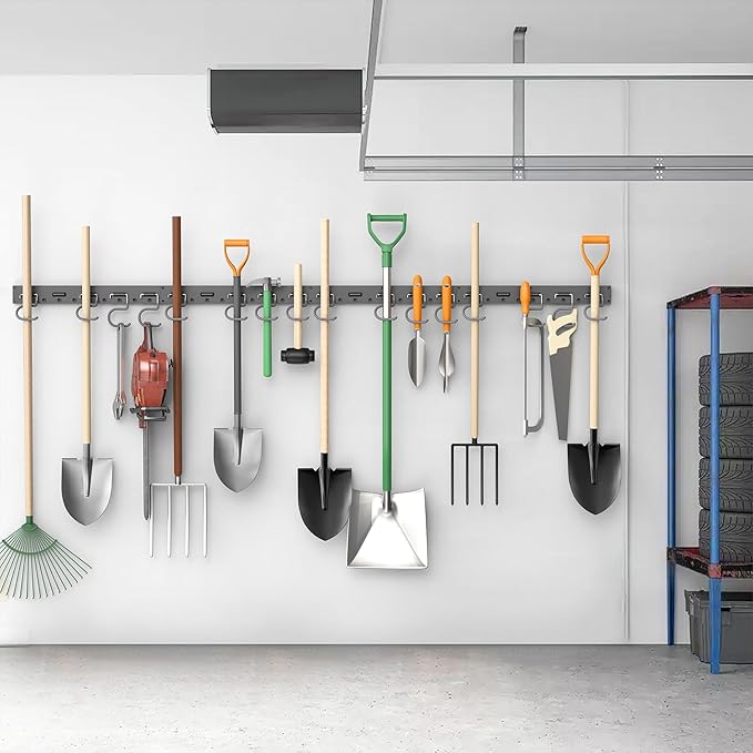 TORACK Plastic Wall Mounted Mop and Broom Holder, Garden Tools Organizer - Image 2