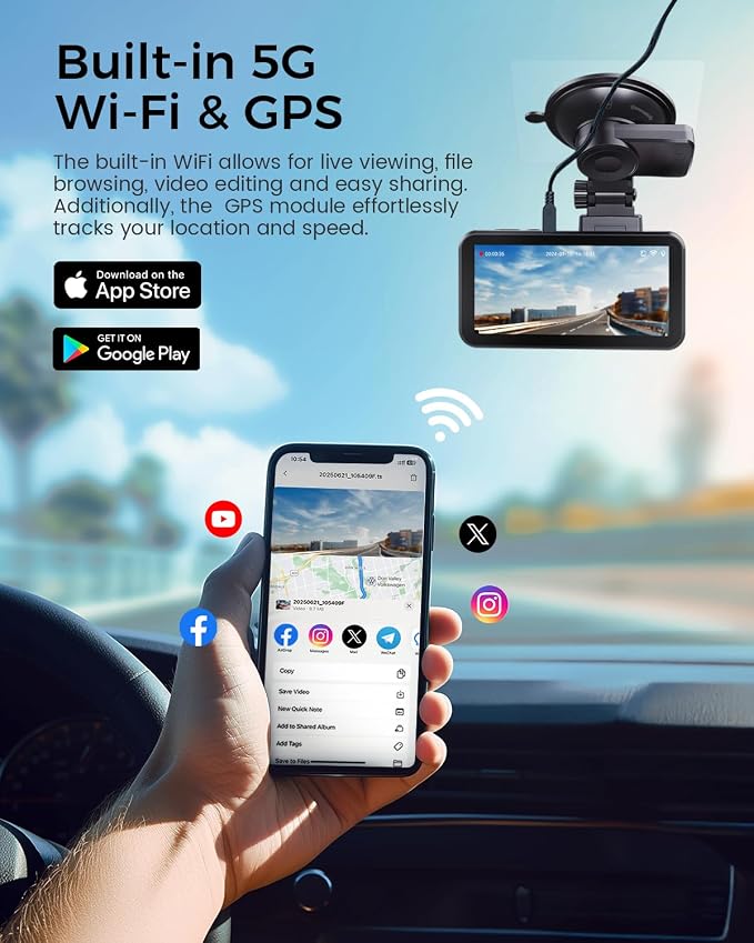 COOLCRAZY 4K Dash Cam Front and Rear - Image 6