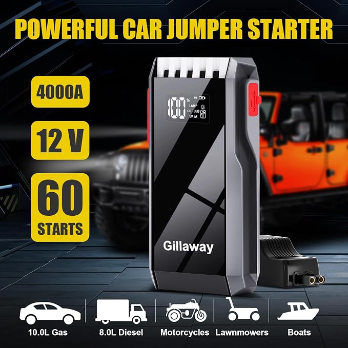 012 Jump Starter Battery Pack, 4000A Peak Car Battery Charger Jump Starter - Image 2