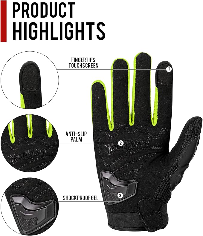 Motorcycle Gloves Touch Screen for Men Women Padding Hard Knuckle Cycling - Image 4