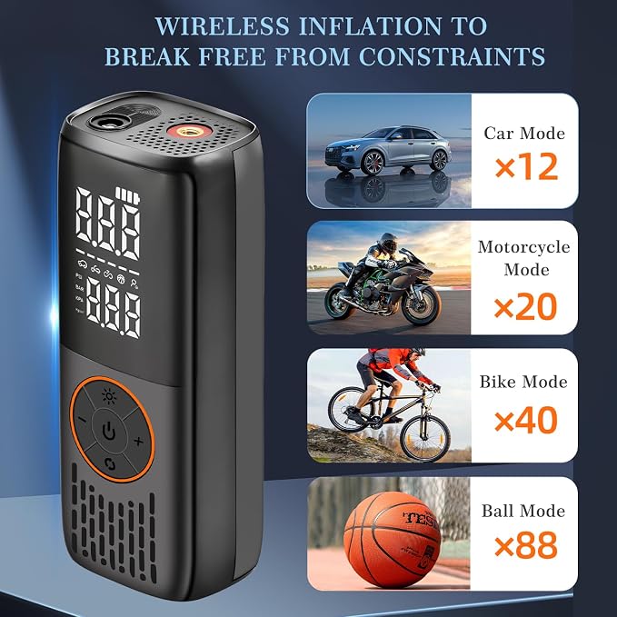 20000mAh Tire Inflator Portable Air Compressor, 150 PSI Auto Shut-Off Mini - Image 4