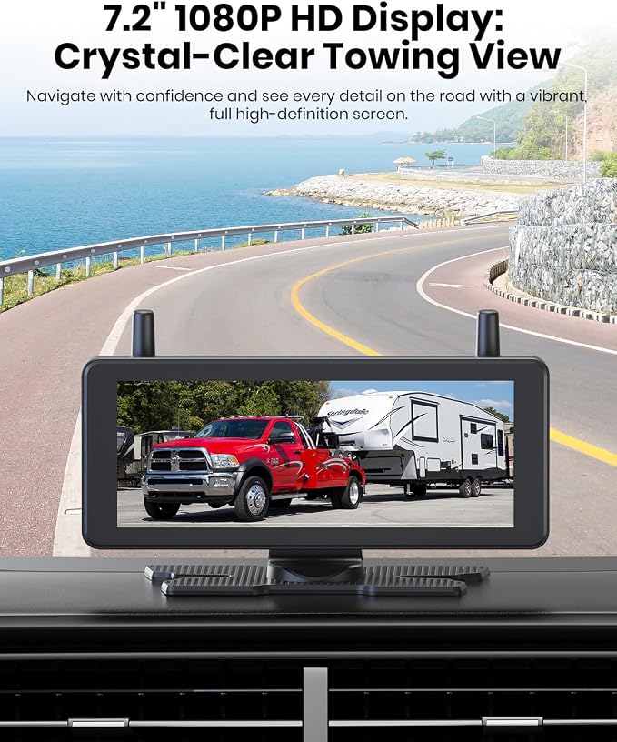 AUTO-VOX Wireless Backup Camera Magnetic:7.2" 1080P HD DVR Recording Monitor - Image 4