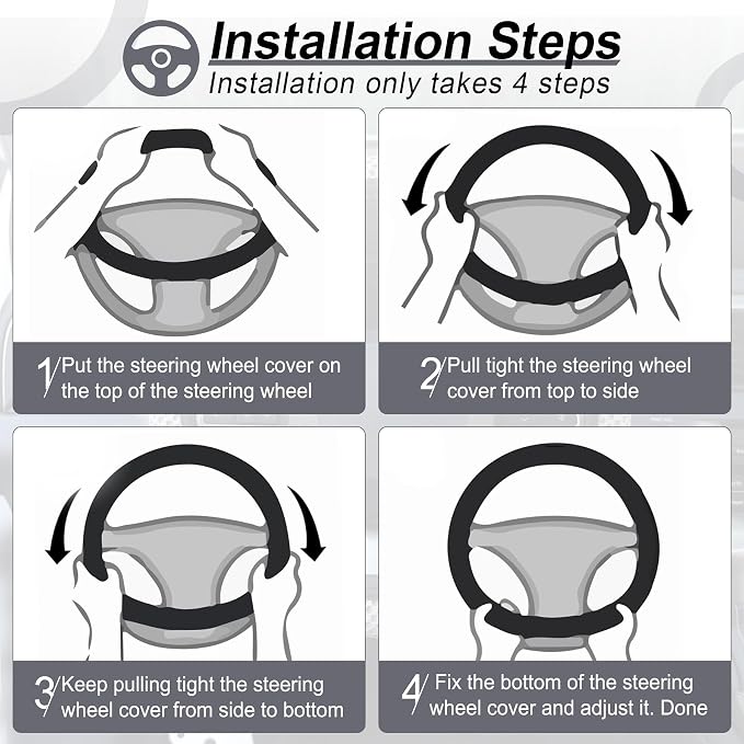 alpmosn Elastic Stretch Steering Wheel Cover, Breathable Microfiber Ice Silk - Image 4