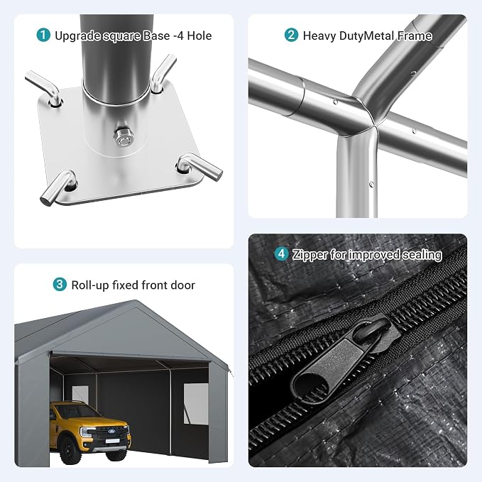 Carport, Heavy Duty Car Port 20x20 FT, Large Car Canopy - Image 3