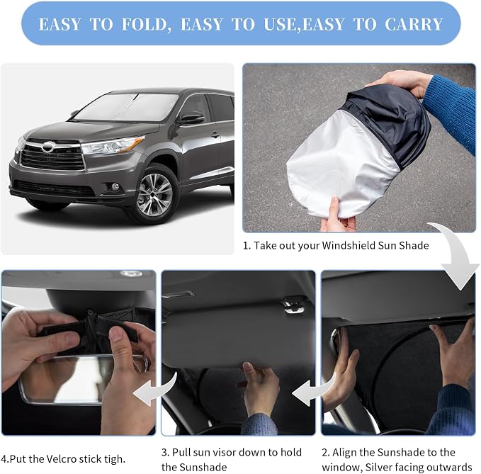 Compatible with Toyota Highlander 2014-2019 Sun Shade Sunshade Windshield Cover - Image 6