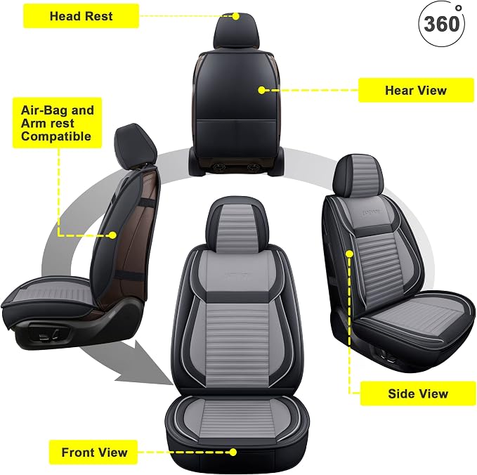 LINGVIDO Car Seat Covers, Breathable and Waterproof Faux Leather Automotive - Image 5