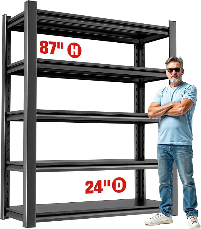Metal Garage Shelving – 5 Shelf Heavy Duty Storage Rack by OLLRRACT