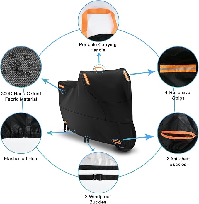 Motorbike Cover Waterproof Outdoor, Motorcycle Scooter Moped Cover Sun Rain - Image 3