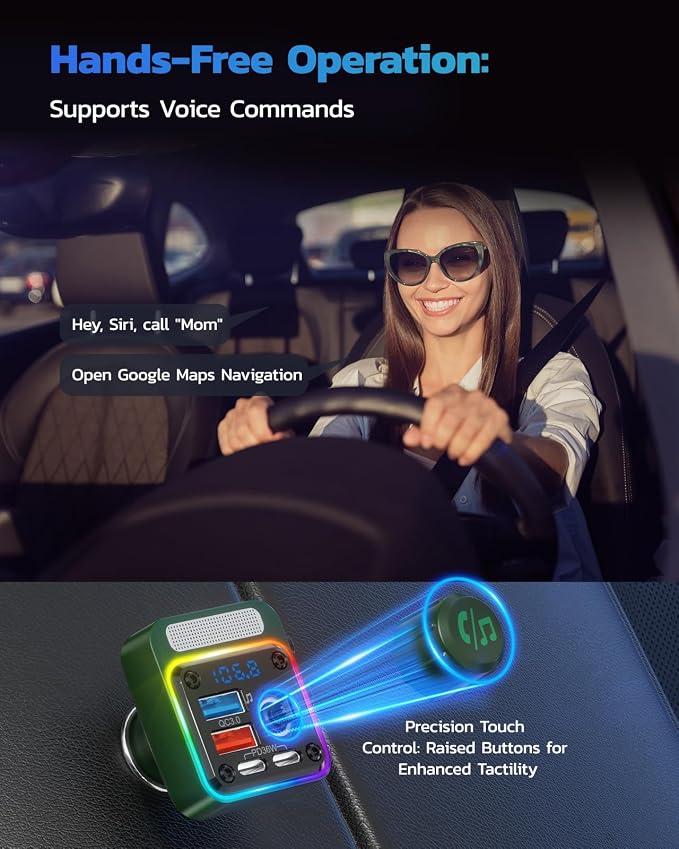 Nulaxy 54W Bluetooth 5.3 Car Adapter - Image 5