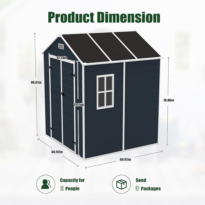 6x6 FT Outdoor Storage Resin Shed - Image 9