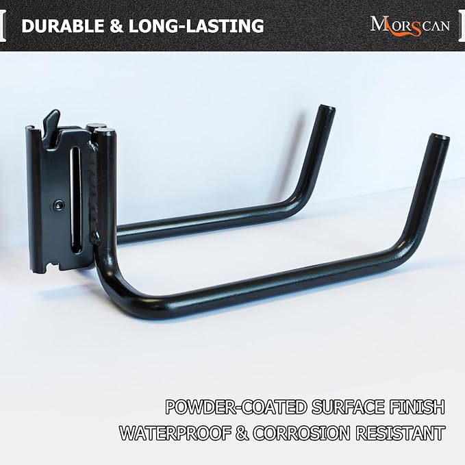 10 Pack E Track Double J Hooks, Heavy Duty Black Large Steel Shovel/Tool Hanger - Image 6
