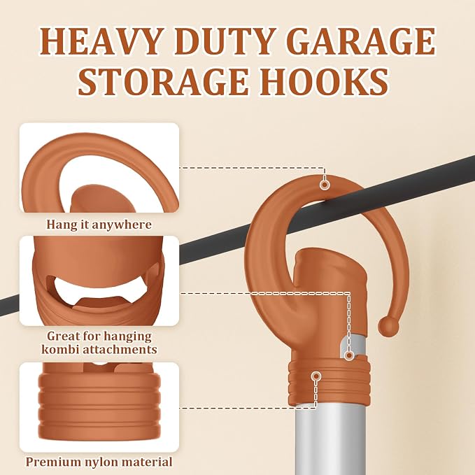 6 Pack Garage Storage Hooks + 1 Pack Trimmer Rack Compatible - Image 3