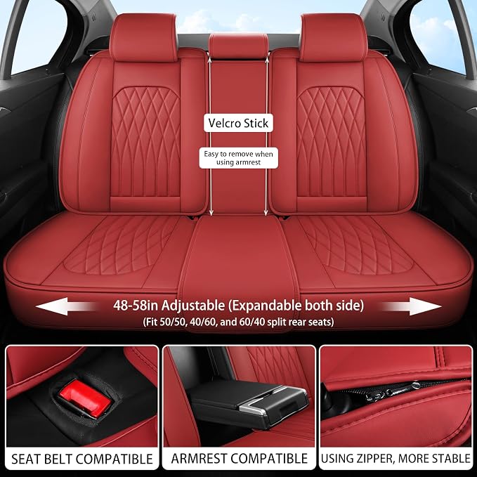 WELLDO Car Seat Covers Full Set, Leather Seat Covers - Image 5