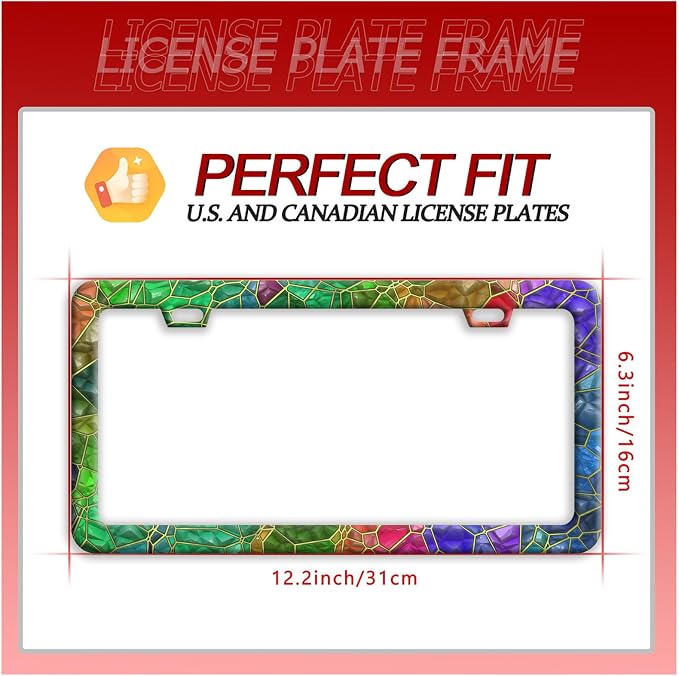 Colored Gemstone Patterns License Plate Frame Funny License Plate Frames - Image 7