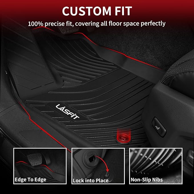 LASFIT Floor Mats for Toyota Tundra 2022-2024 2025 CrewMax Cab, All Weather - Image 2