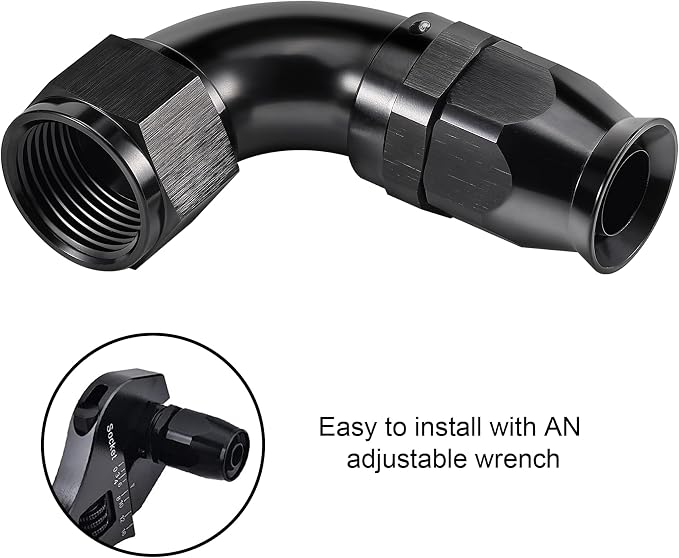 EVIL ENERGY 12AN 90 Degree PTFE One Piece Full Flow End Hose Fitting Aluminum - Image 6
