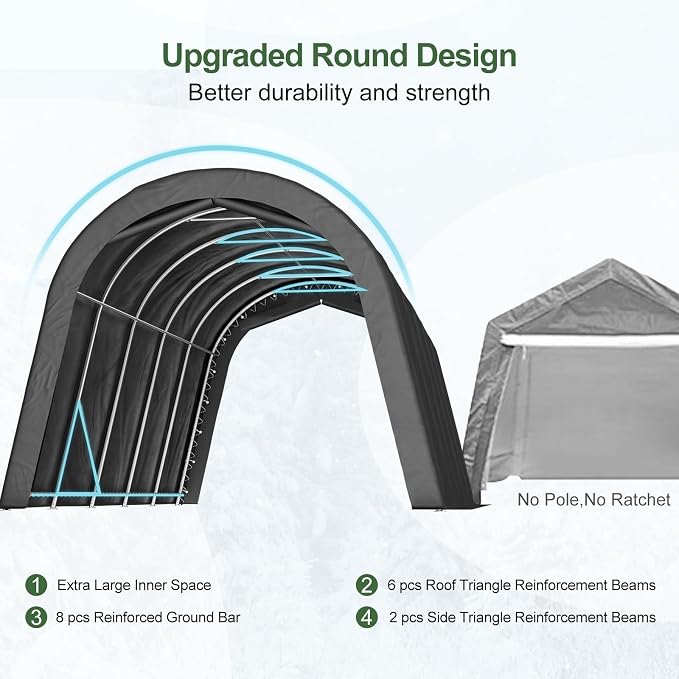 Portable Garage, Carport Canopy 12x20 FT Heavy Duty Car Port - Image 2