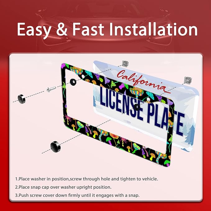 Personalise Colorful Mushrooms License Plate Frames Funny License Plate Frame - Image 5