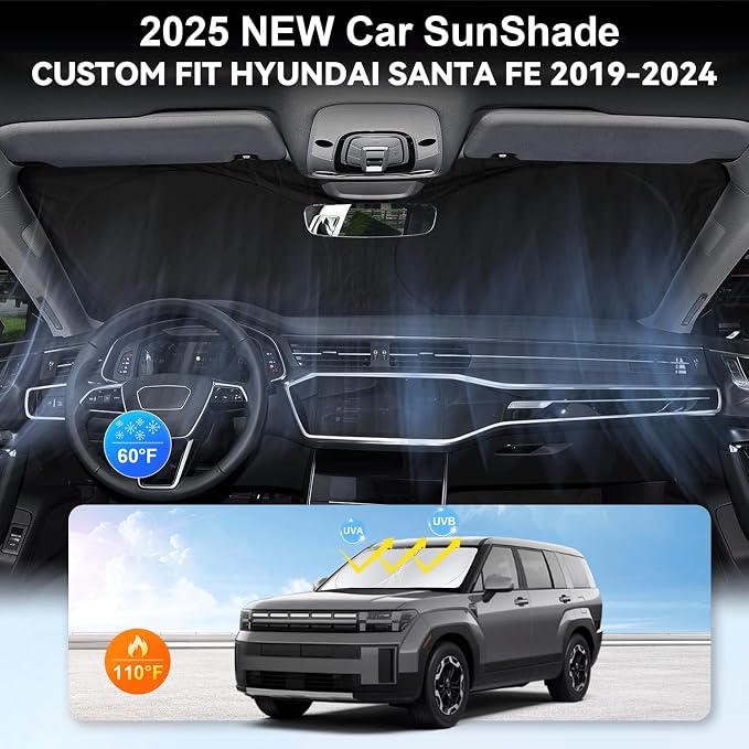 Custom Sunshade for Santa Fe Windshield Sun Shade for 2026 2025-2019 Hyundai - Image 4