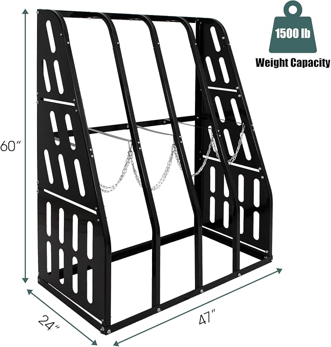 Vertical Bar Rack 1500 LB Capacity, 4 Bays Storage Rack 47" W x 24" D x 60" H - Image 3