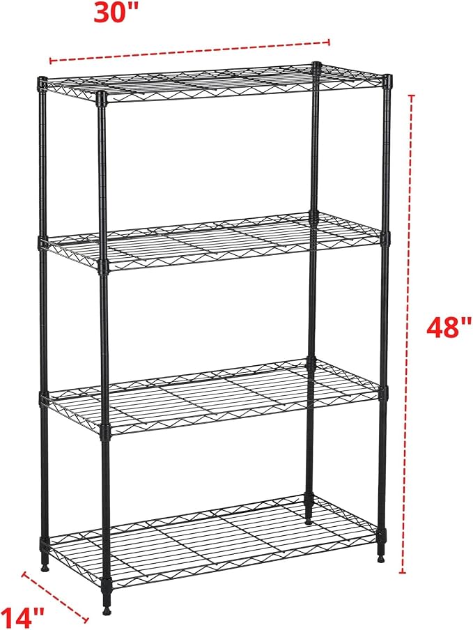 Displays By Jack 4 Tier Wire Shelving Unit Storage Rack, Metal Heavy Duty - Image 3