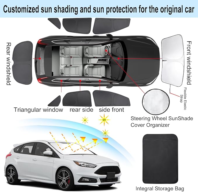 TINGLU Window Shades for Ford Focus 2014-2018 Hatchback Accessories Car Side - Image 3