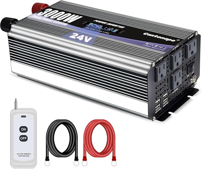 3000W Power Inverter 24V to 110V/120V DC to AC by Cantonape