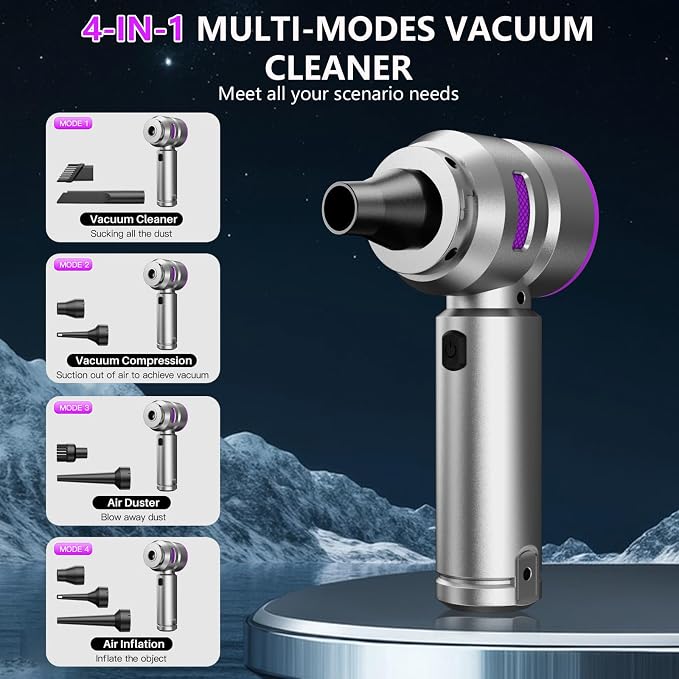 Car Vacuum, 4-in-1 Mini Cordless Vacuum Cleaner - Image 2