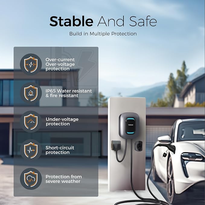 EV Charger Level 2, TESSAN 40A/240V Electric Vehicle Charing Station, Smart EV - Image 6