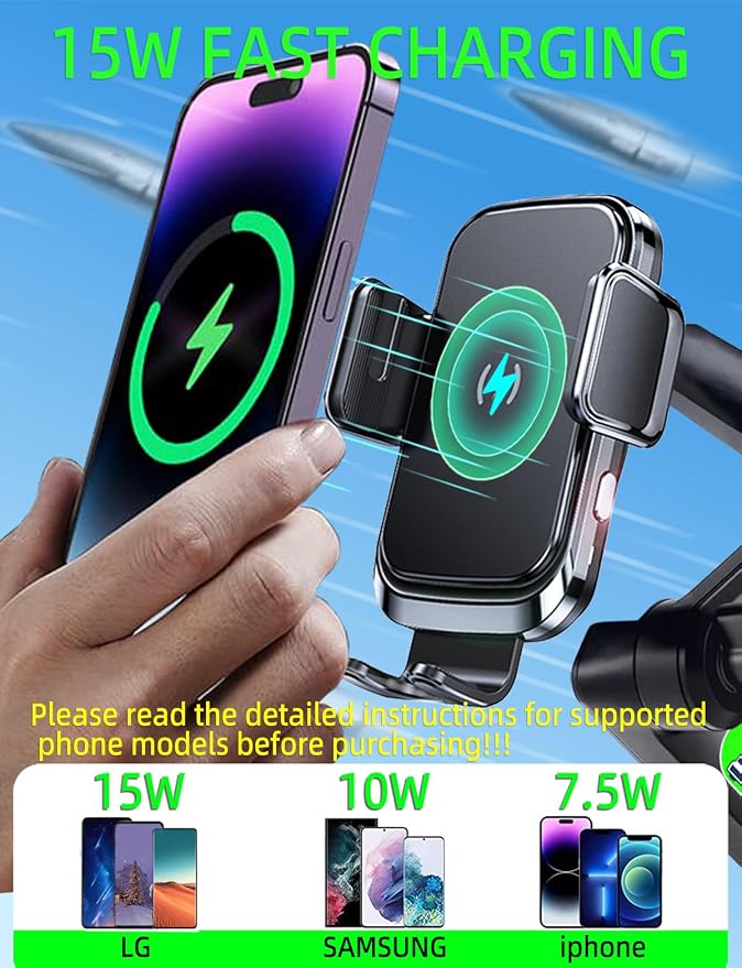 Truck Phone Holder Mount Wireless Charger Heavy Duty - Image 3