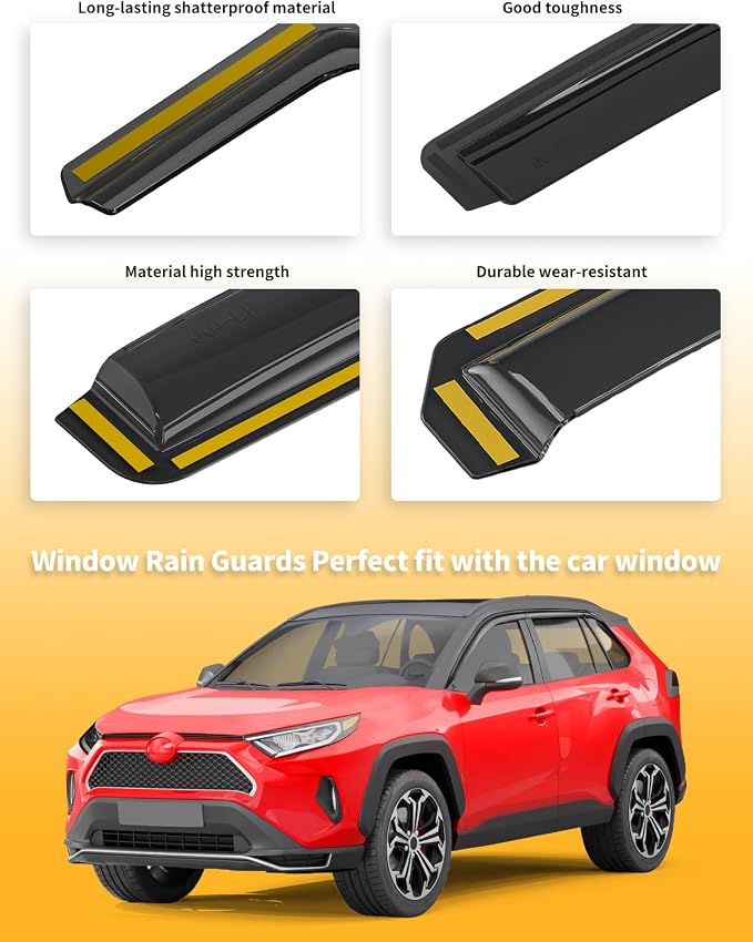 Tape-On Window Rain Guards Fit for Toyota RAV4 2019 2020 2021 2022 2023 2024 - Image 7